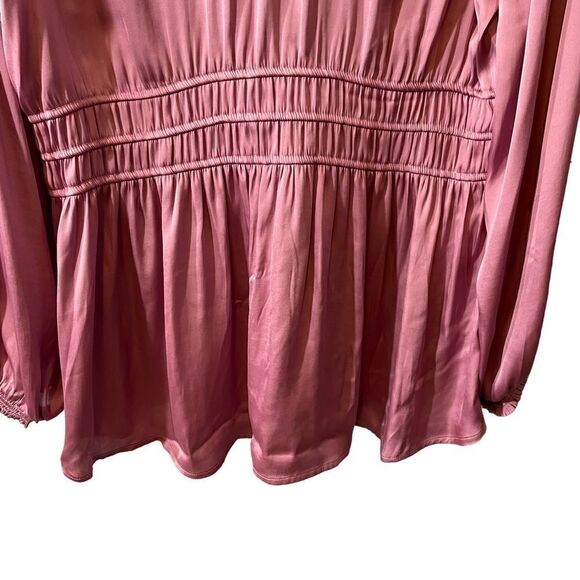 Torrid Peplum Pink Satin Smocked Waist Top Size 1X NWT - Picture 9 of 9